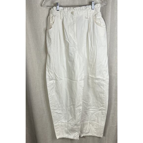 Corey Lynn Carter - Ivory Paperbag Pants - Pockets,Pleating,Stretch - Picture 1 of 4